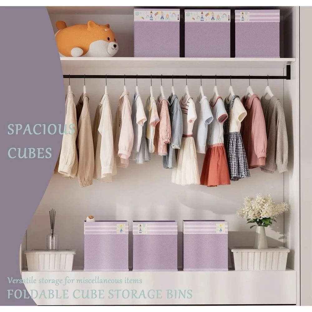homyfort 11x11 Inch Storage Cube Bins, Fabric Cube Storage Organizer  (Purple